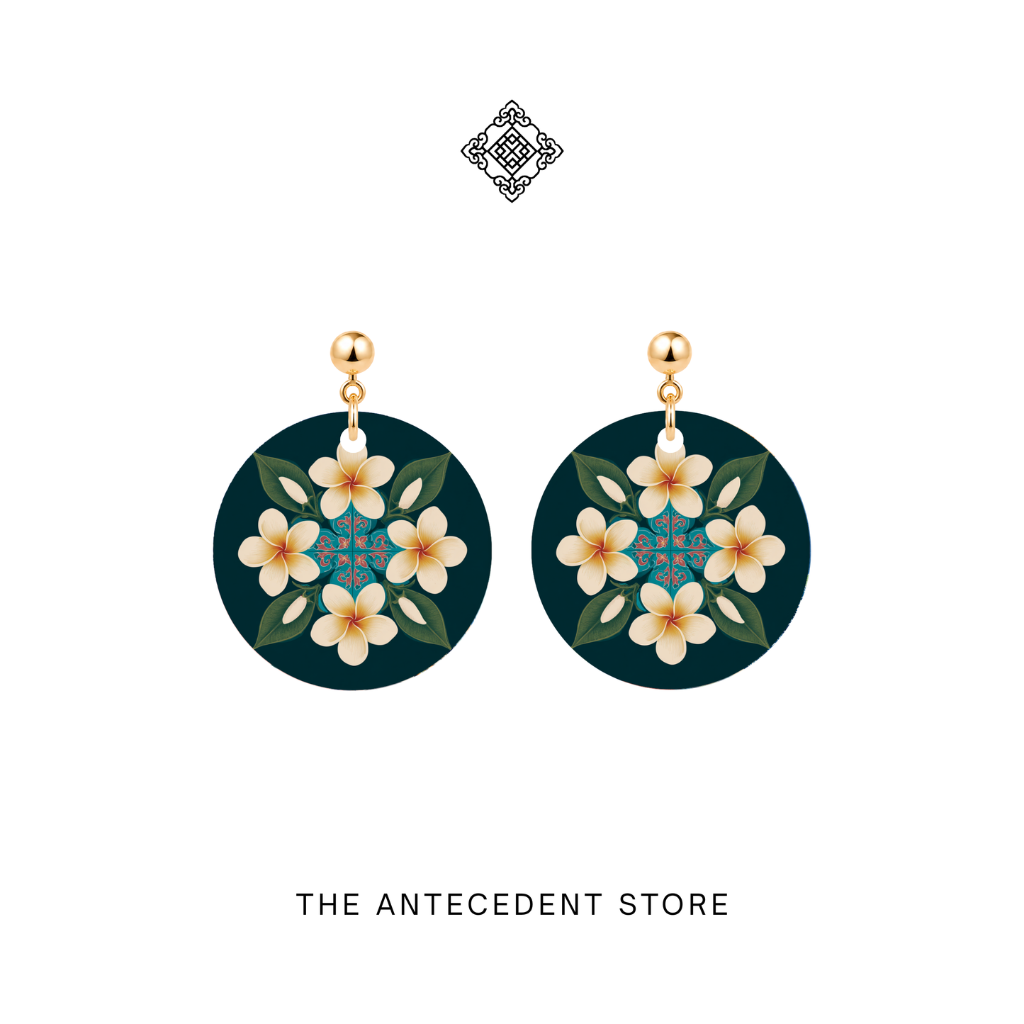 White Frangipani Peranakan Earrings