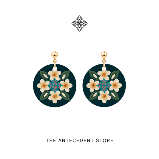 White Frangipani Peranakan Earrings