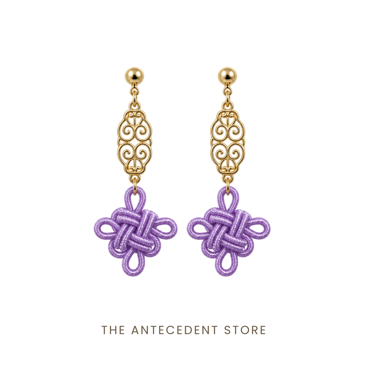 吉祥结 | Auspicious Knot Motif Earrings In Lilac