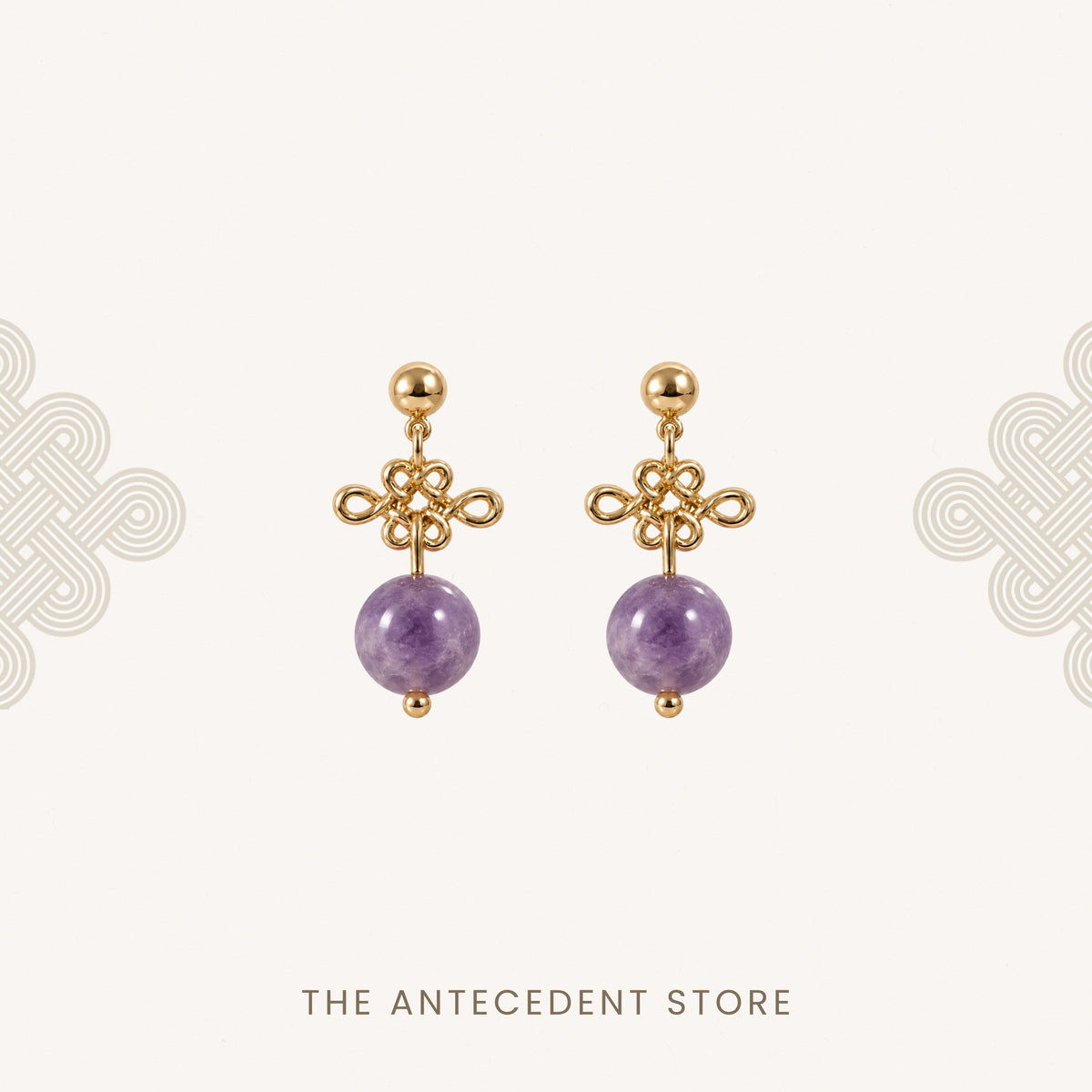 如意结 | Auspicious Ruyi Knot With Amethyst Earrings