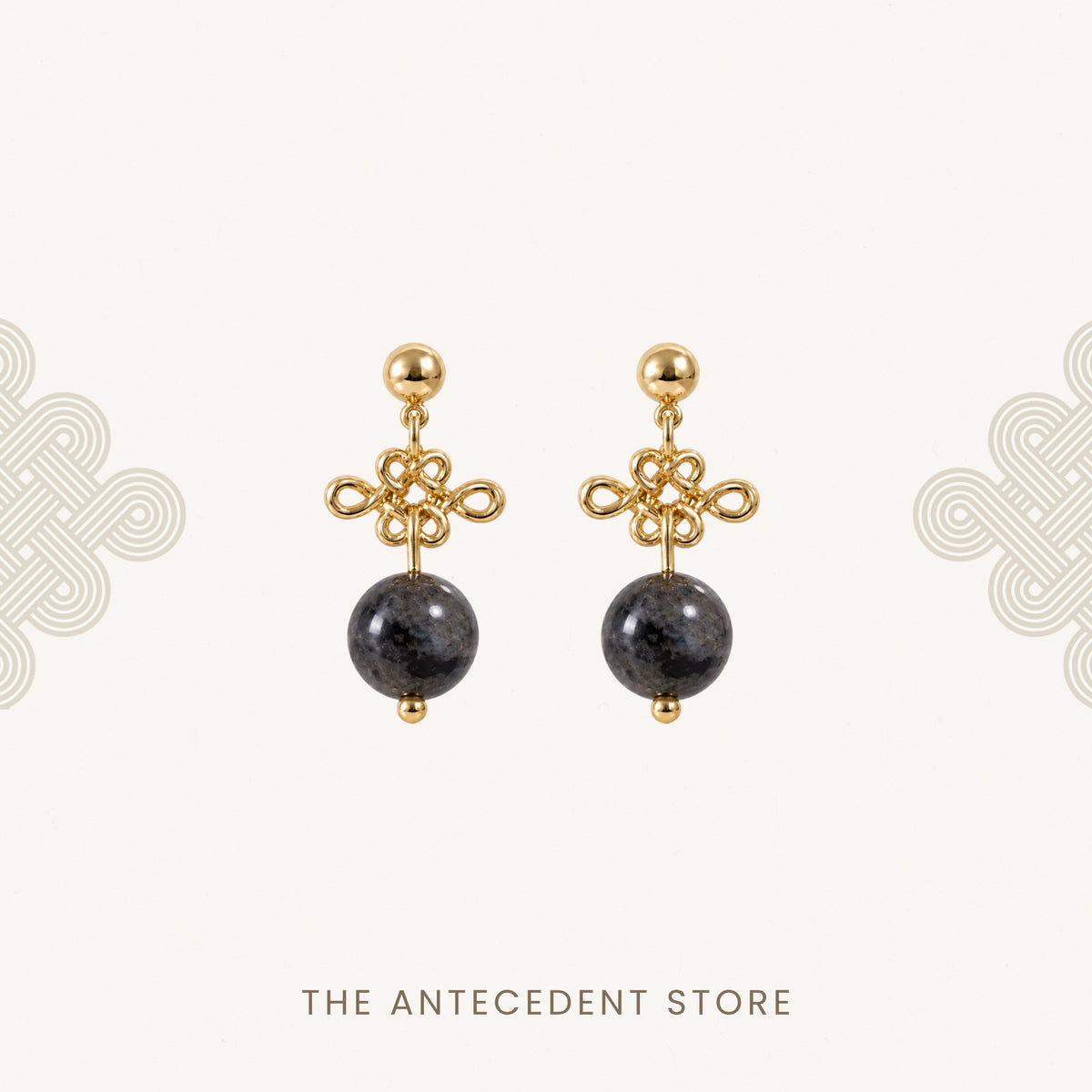如意结 | Auspicious Ruyi Knot with Labradorite Earrings