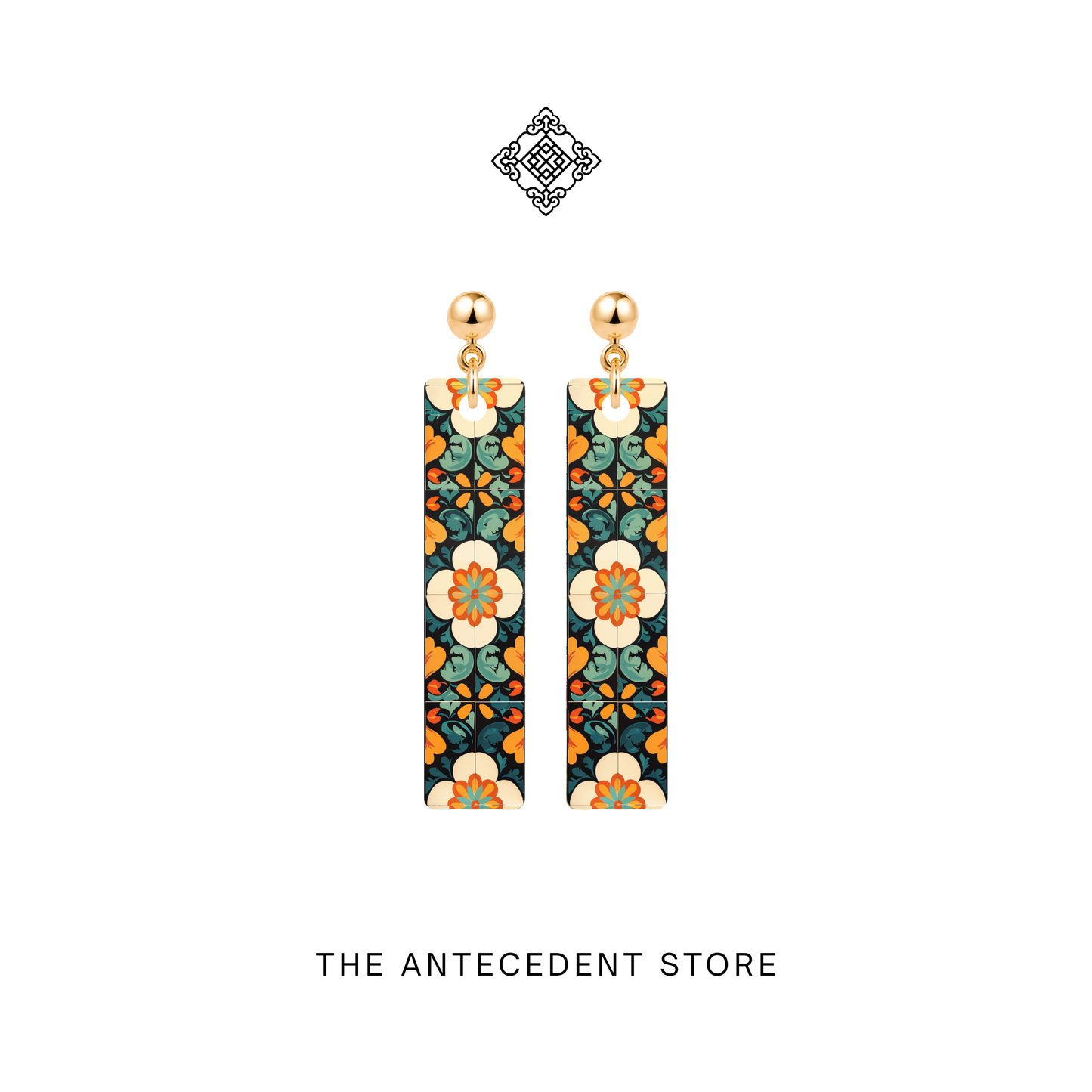 柿柿如意 | Auspicious Peranakan Tile Earrings