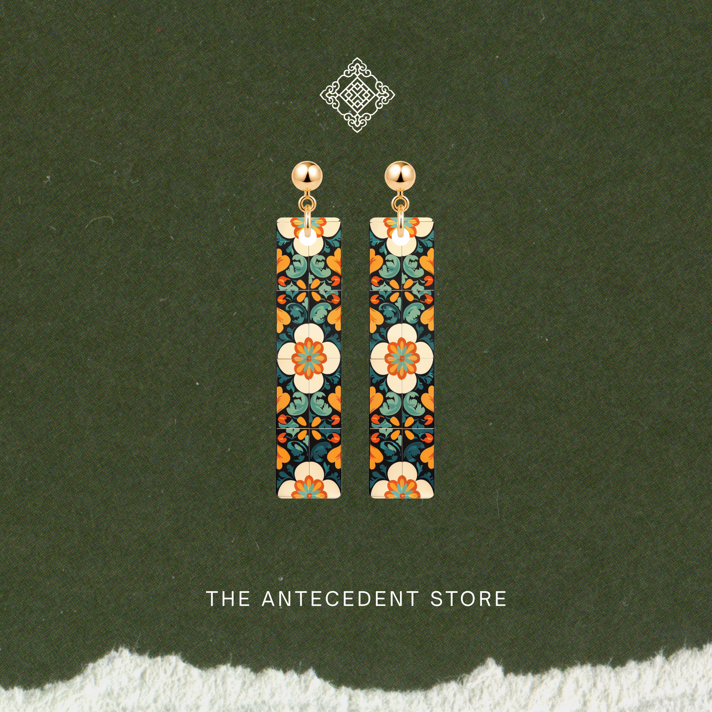 柿柿如意 | Auspicious Peranakan Tile Earrings