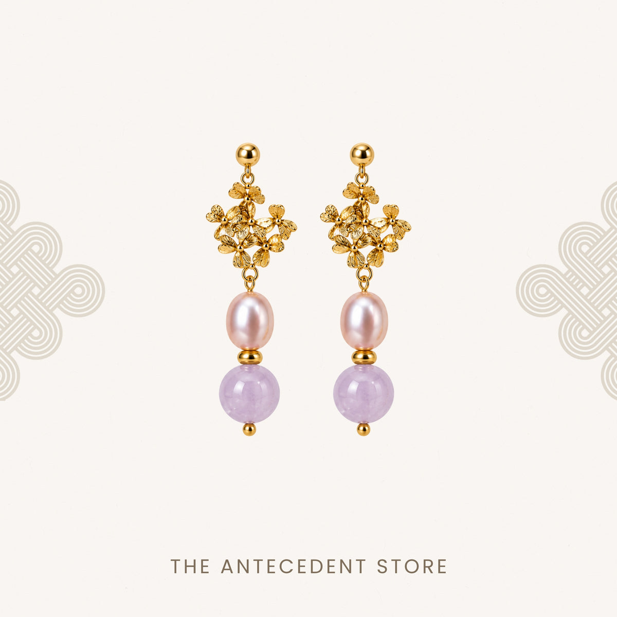 Rose Quartz & Freshwater Pearl Bouquet Earrings