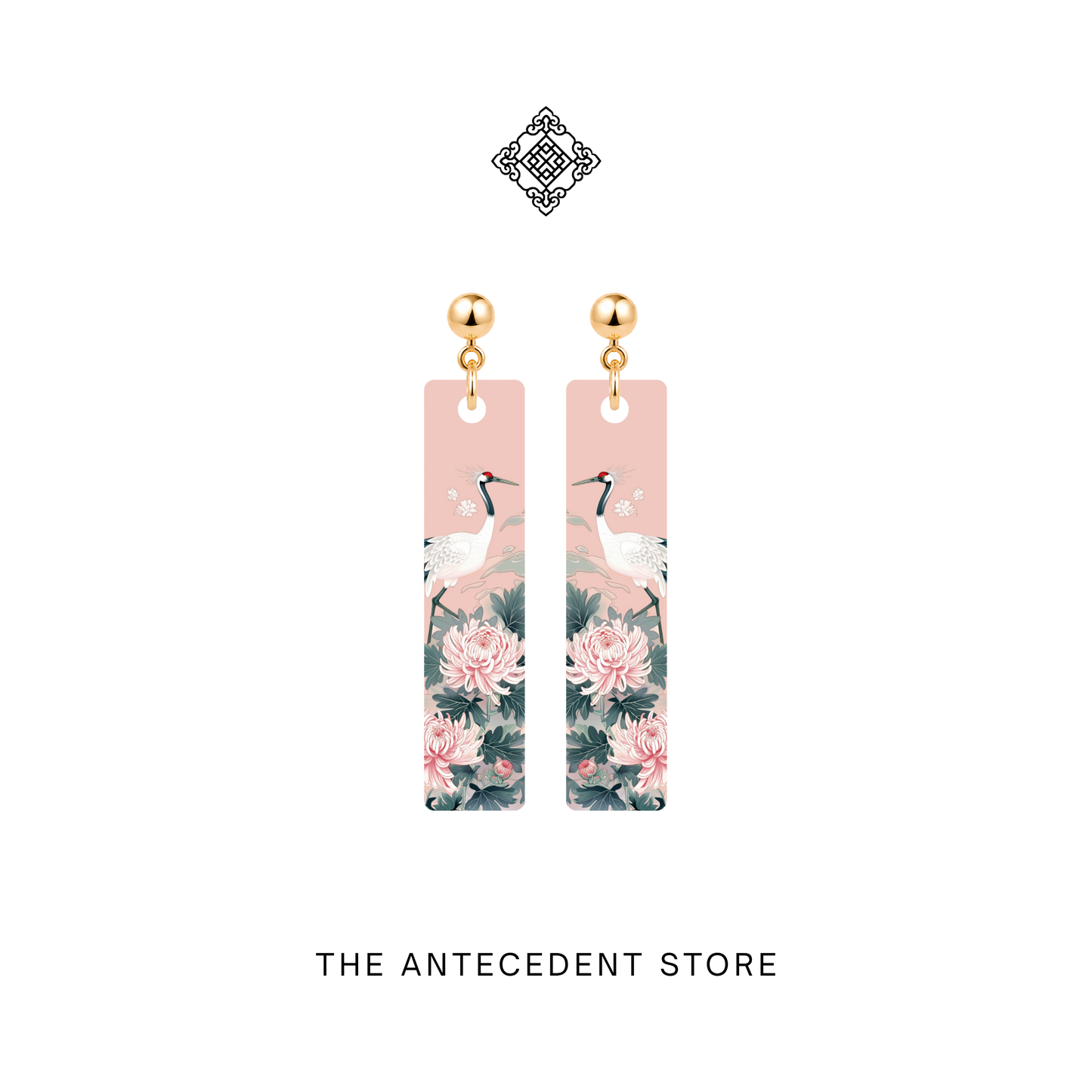 鹤舞长春 | Crane & Chrysanthemum Earrings