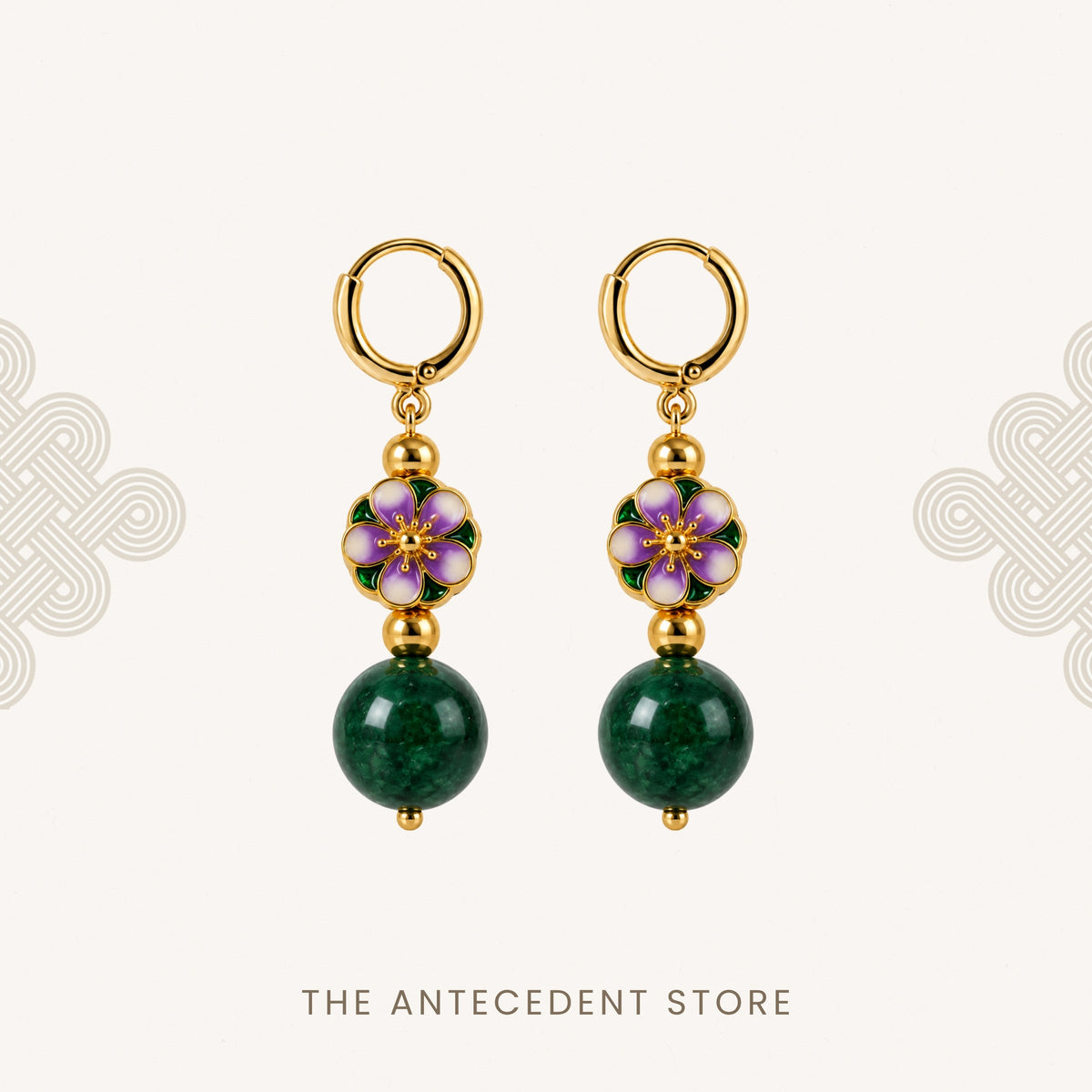 Oriental Blossom Green Chalcedony Earrings