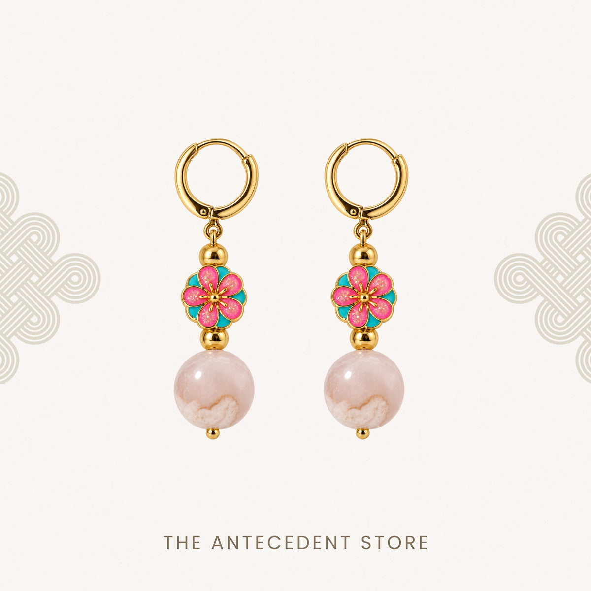 Oriental Blossom Cherry Blossom Agate Earrings