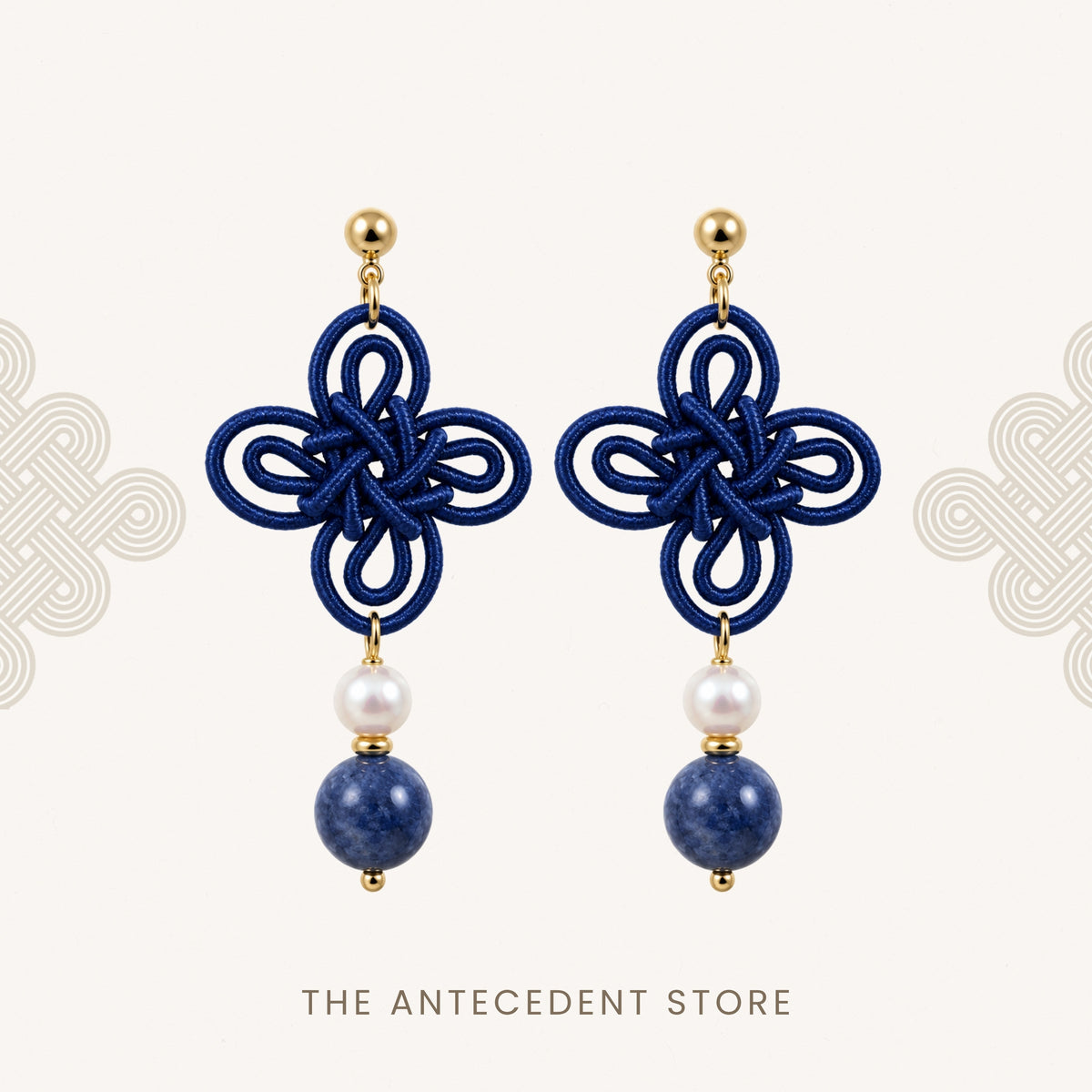 吉祥结 | Statement Auspicious Knot with Kyanite Earrings