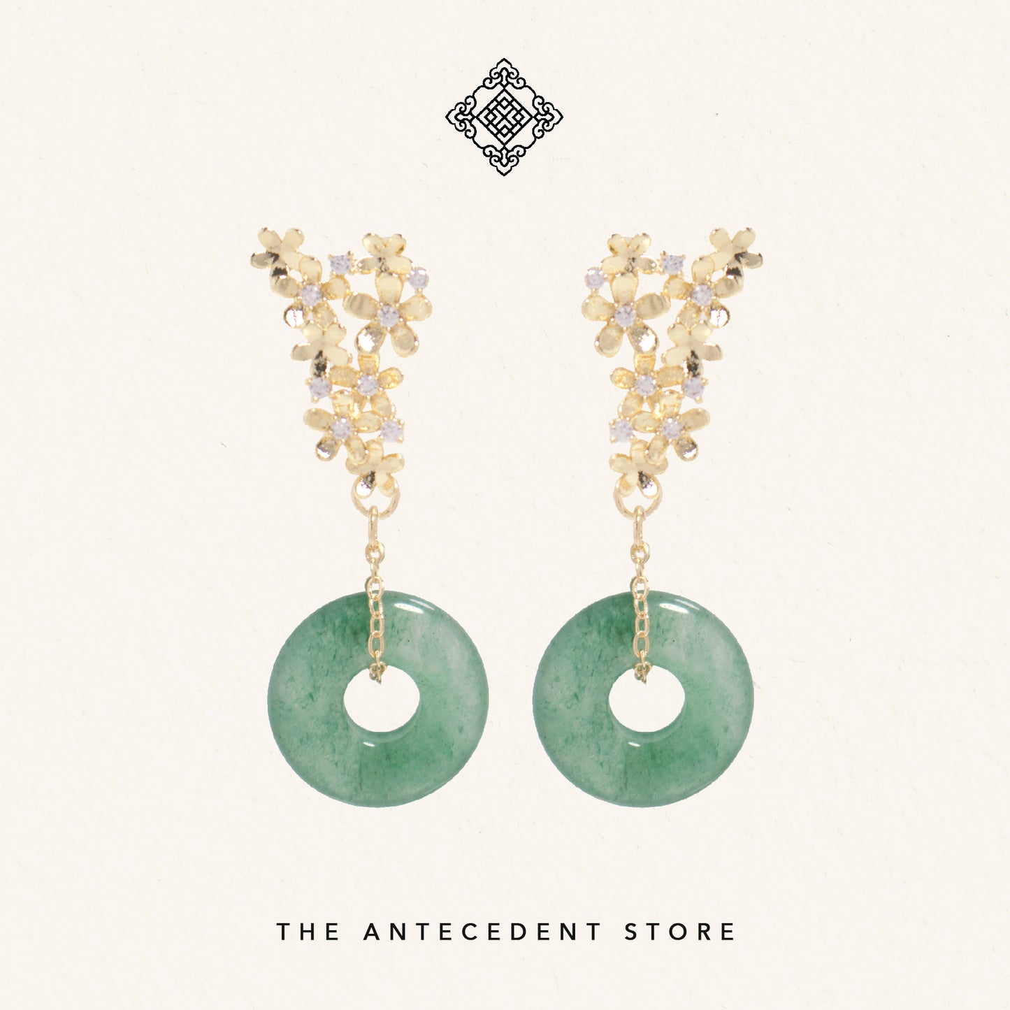 Floral Green Aventurine Earrings - 14K Gold Plated Jewelry