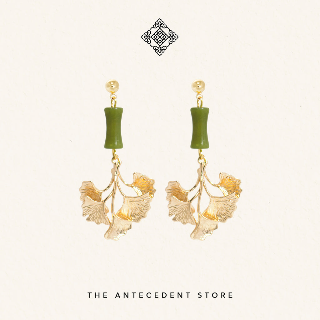 The Antecedent Store Ginkgo Leaf Earrings - 14K Real Gold Plated Jewelry