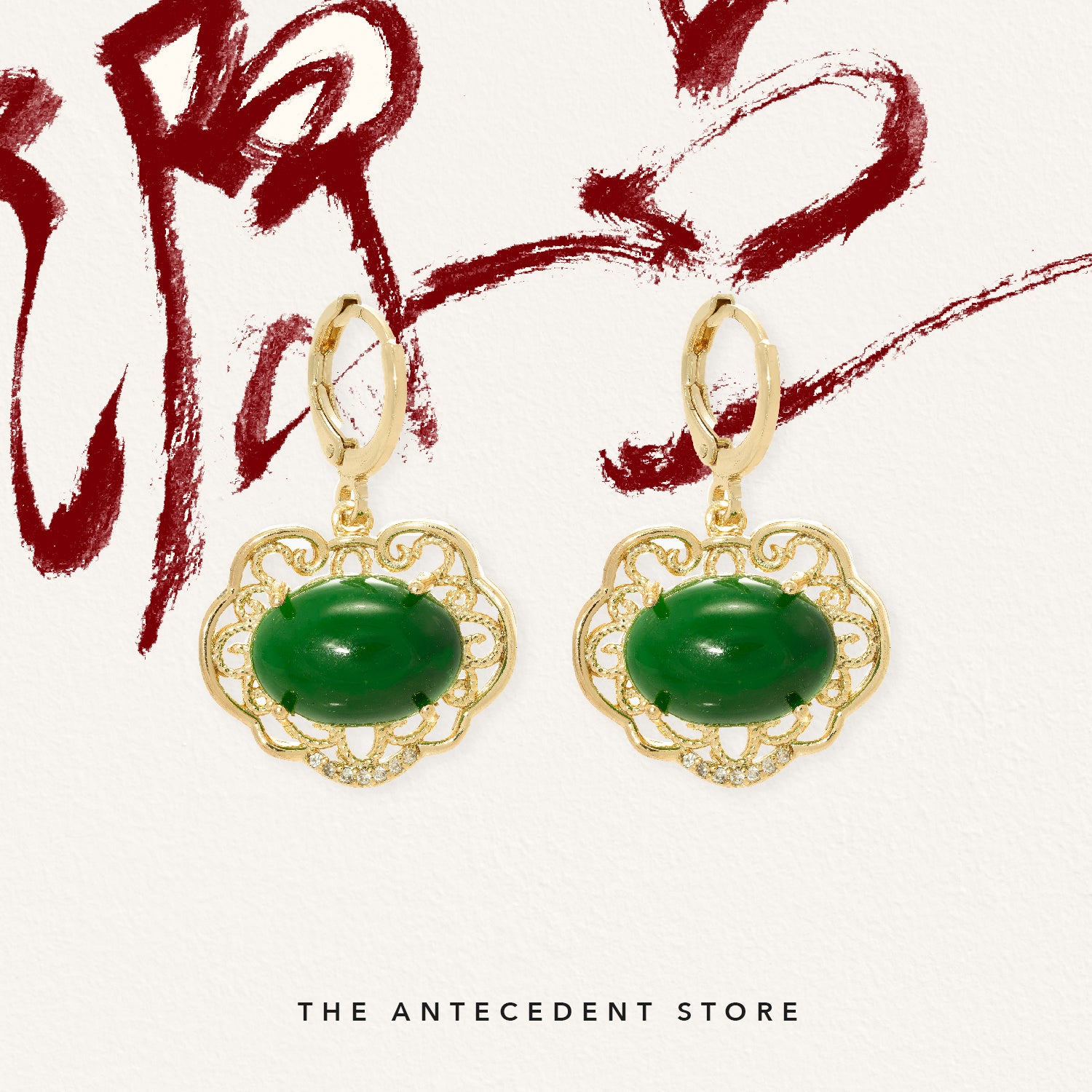 【如意锁】Longevity Lock Huggies Earrings l - 14K Real Gold Plated Jewelry