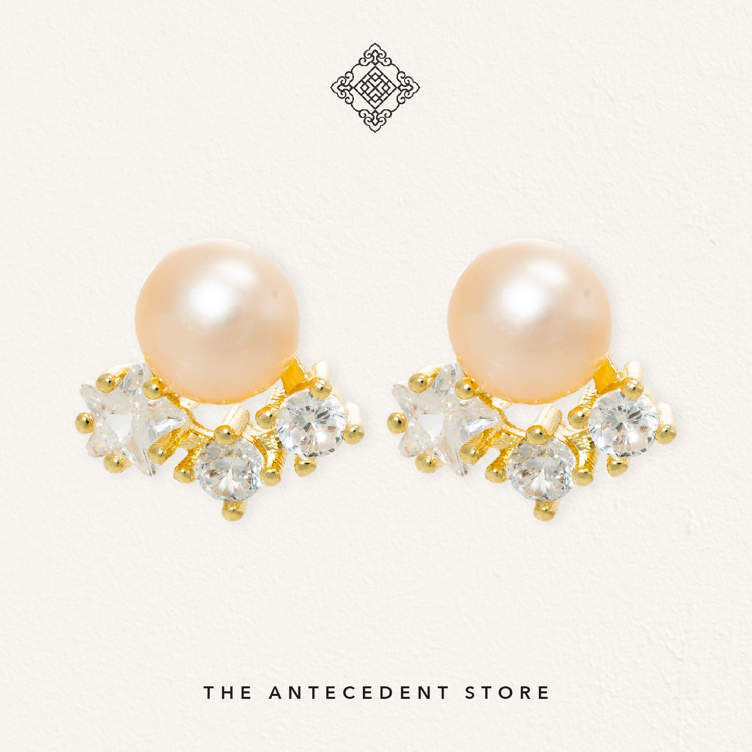 The Antecedent Store Freshwater Pearl Stud Earrings - 14K Real Gold Plated Jewellery