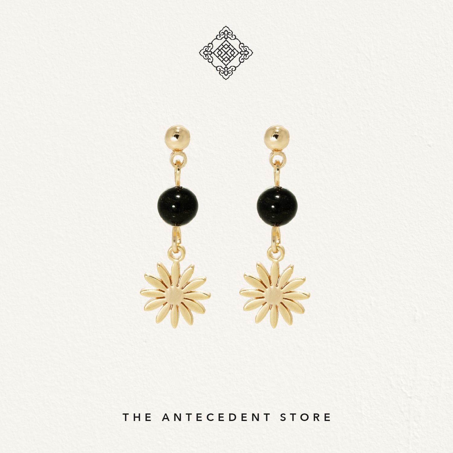 Daisy Earrings with Agate Crystals - 14K Real Gold Plated Jewelry