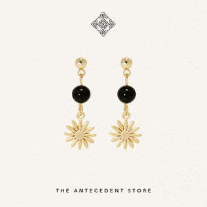 Daisy Earrings with Agate Crystals - 14K Real Gold Plated Jewelry