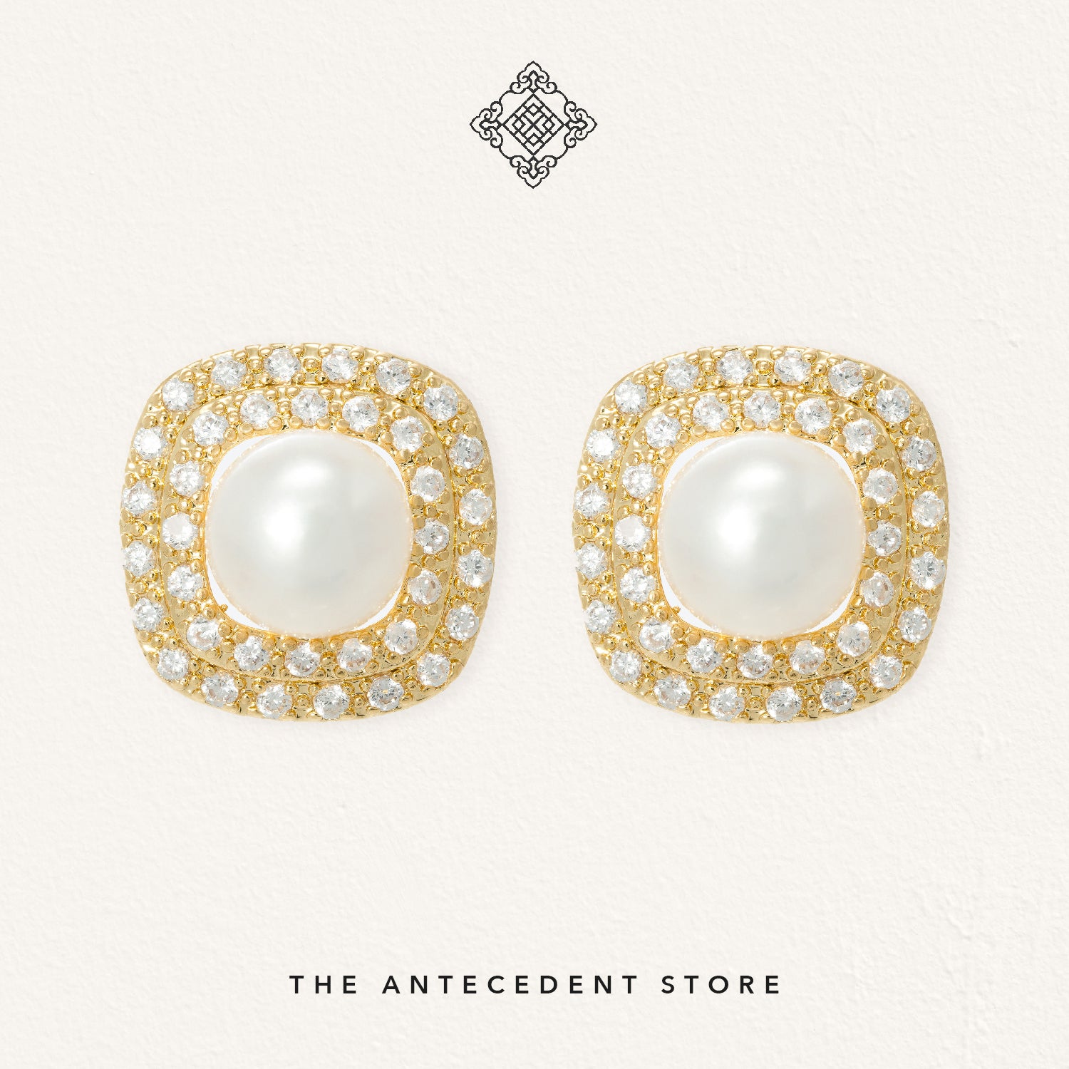 The Antecedent Store Freshwater Pearl Stud Earrings - 14K Real Gold Plated Jewellery