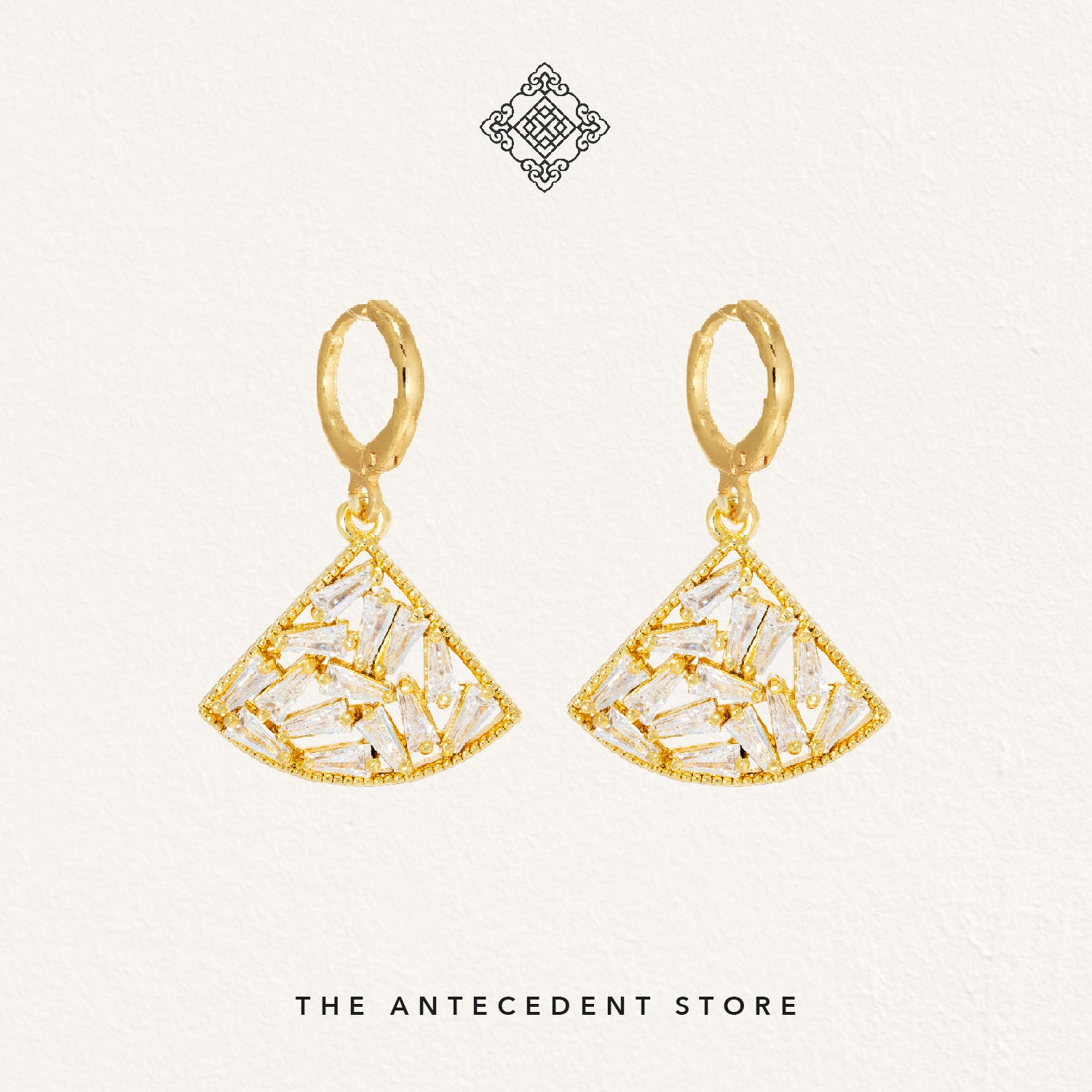 Oriental Fan Earrings - 14K Real Gold Plated Jewelry