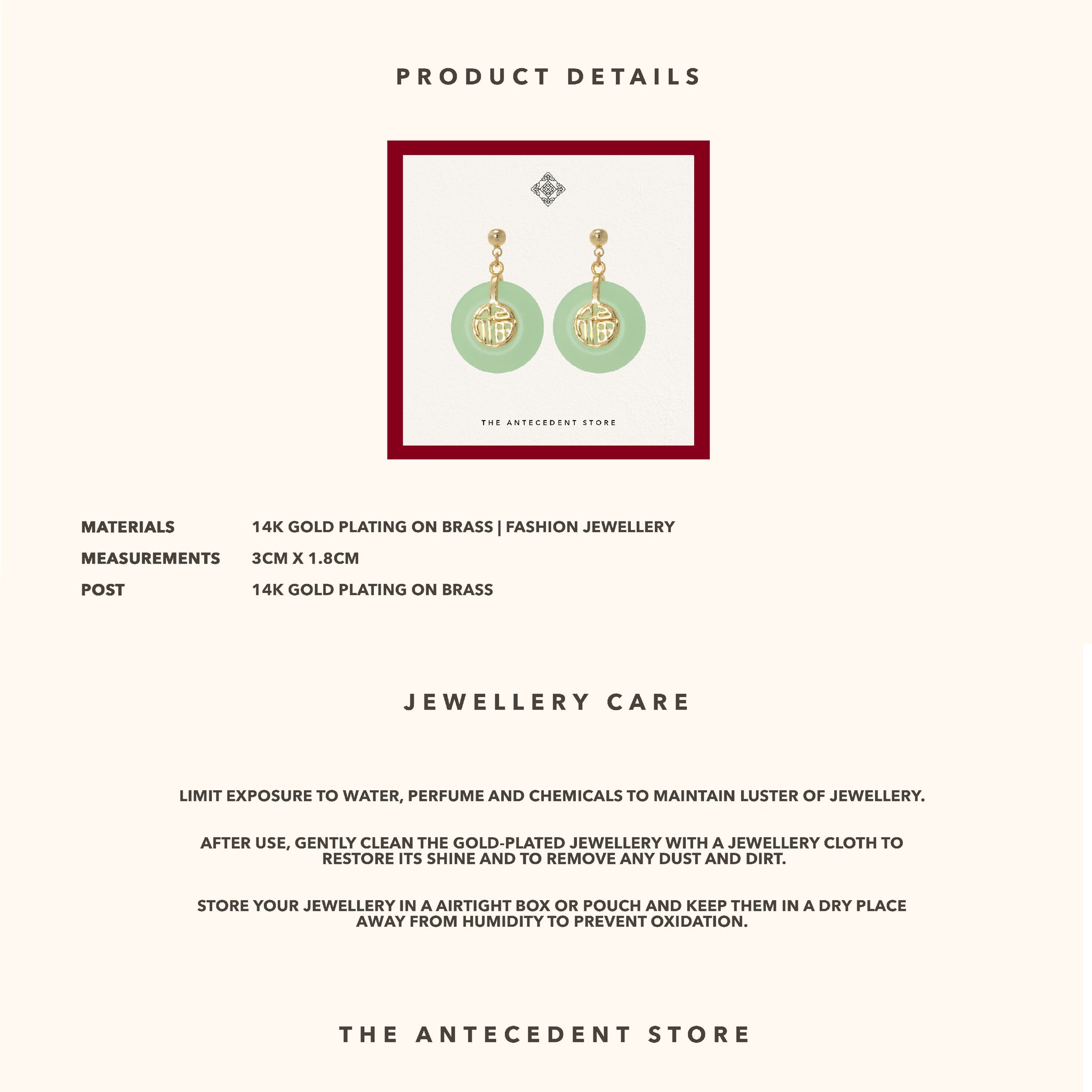 【 福 】Blessings Earrings - 14K Real Gold Plated Jewelry