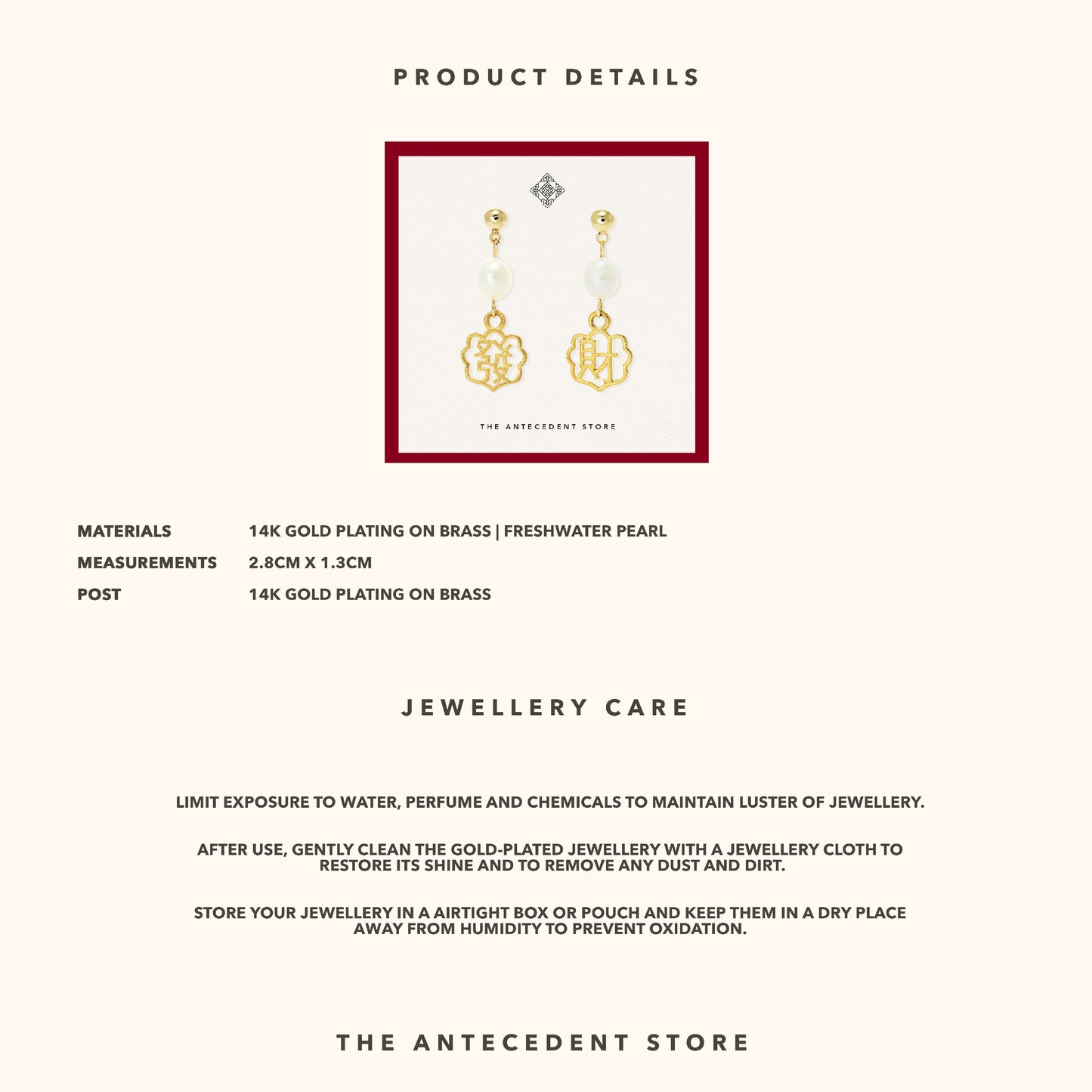 【 发财 】Fortune Earrings With Freshwater Pearls - 14K Real Gold Plated Jewelry