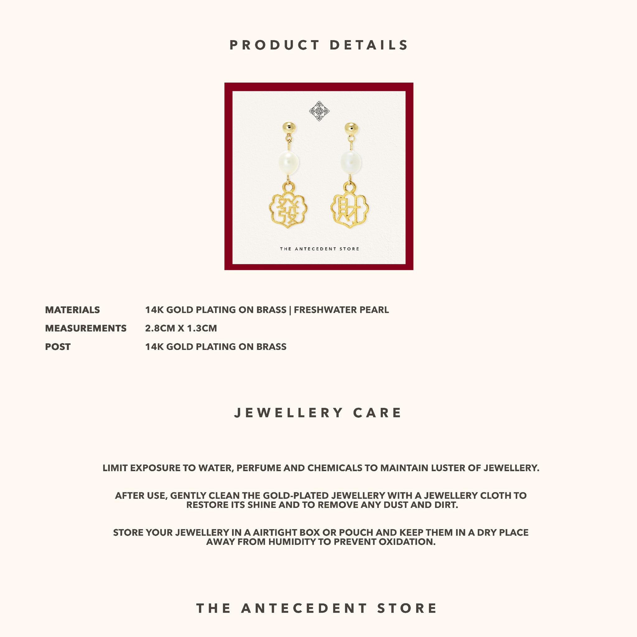 发财 】Fortune Earrings With Freshwater Pearls - 14K Real Gold Plated Jewelry