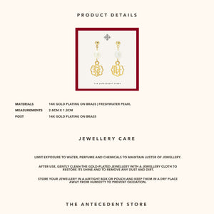 发财 】Fortune Earrings With Freshwater Pearls - 14K Real Gold Plated Jewelry