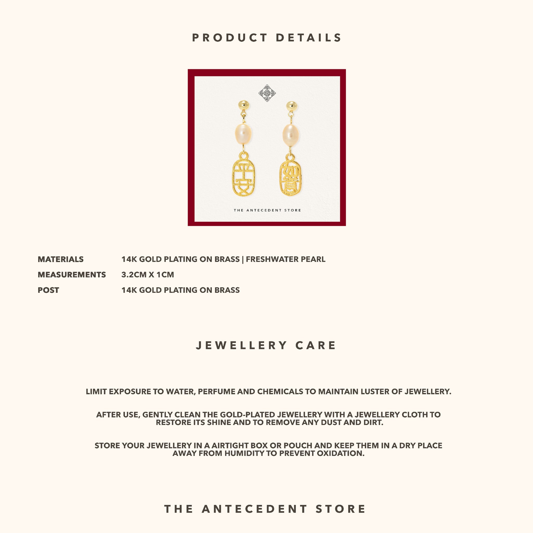 【 平安如意 】Freshwater Pearl Earrings - 14K Real Gold Plated Jewelry
