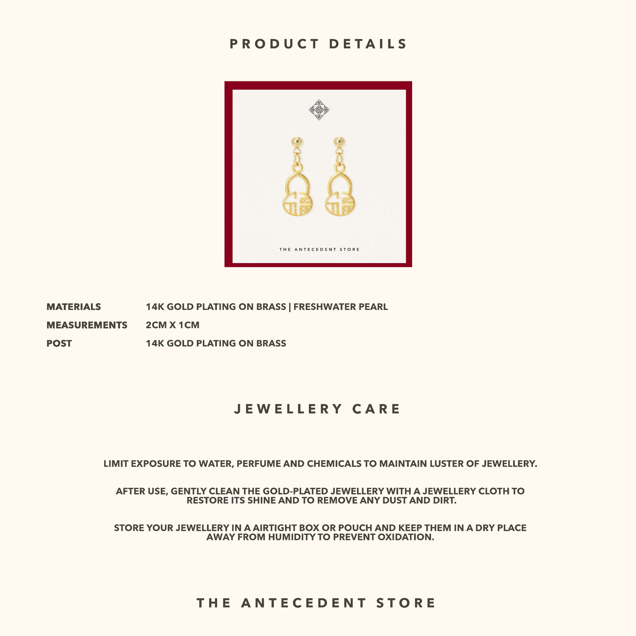 【  福 】Blessings Earrings - 14K Real Gold Plated Jewelry