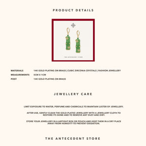 The Antecedent Store Green Bamboo Earrings - 14K Real Gold Plated Jewelry