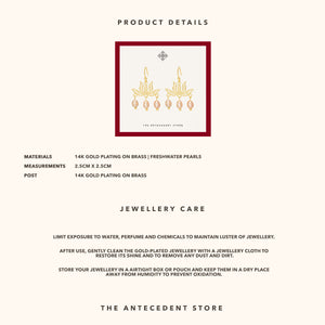 【 莲花 】Lotus Flower Freshwater Pearl Earrings - 14K Real Gold Plated Jewelry