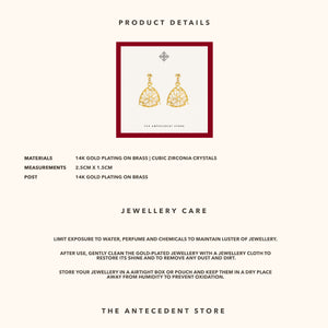 Oriental Fan Earrings - 14K Real Gold Plated Jewelry